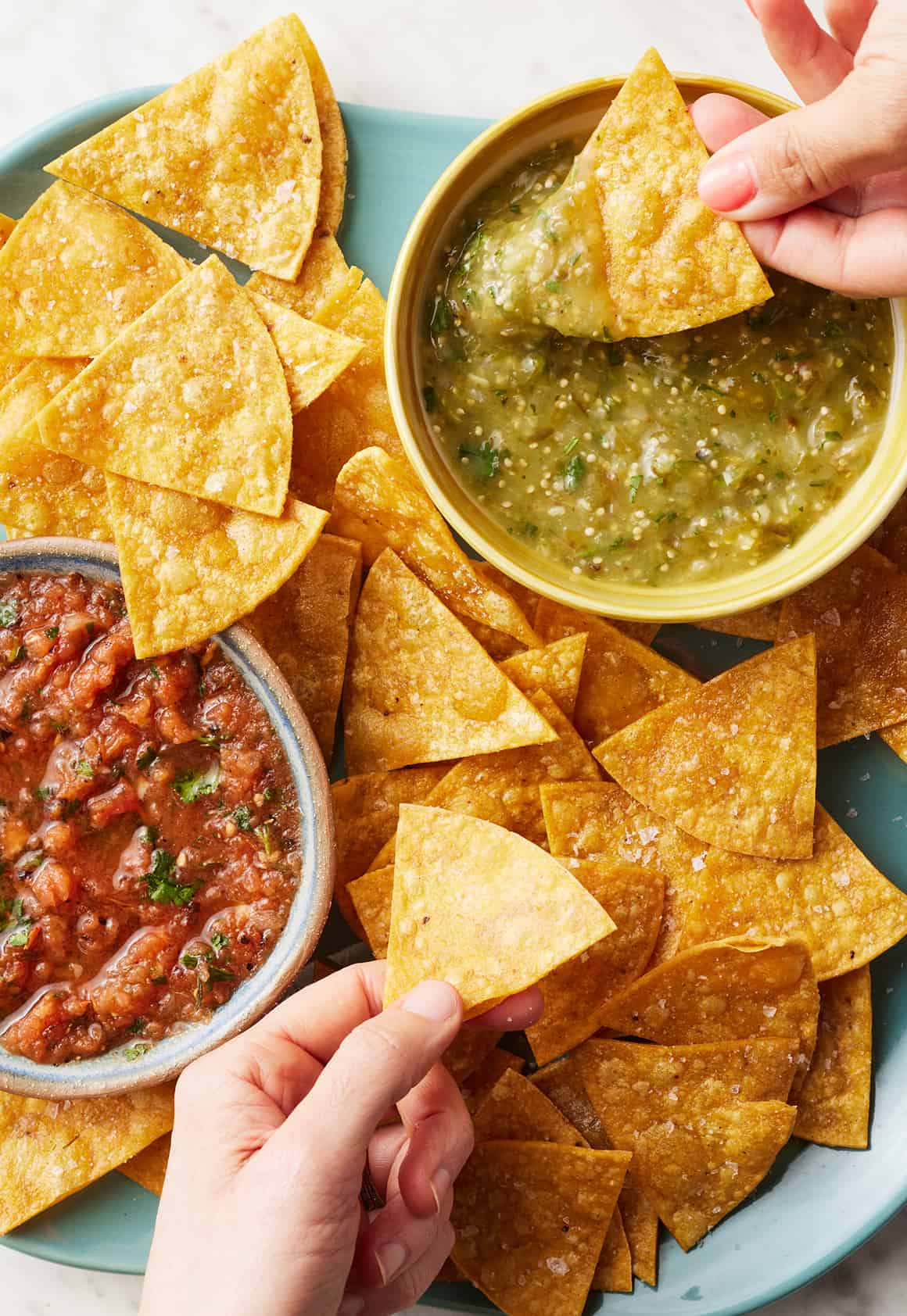 Homemade tortilla chips and salsa